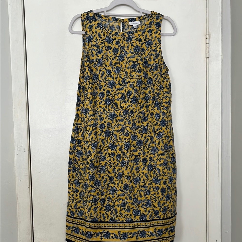J. Jill Floral Sleeveless Dress - Blue and Yellow - Picture 1 of 5